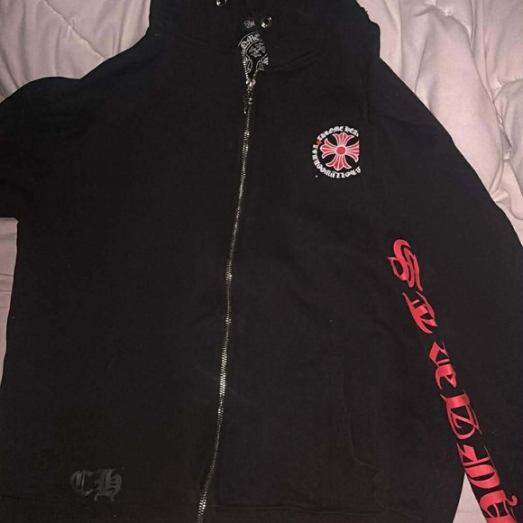 Chrome Hearts Black Hoodie with Red and White Emblem - Picture 2 of 2